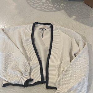 Anthropologie Cream and Black Trim Cardigan